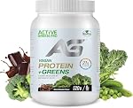 Active Green Pro® Poudre de protéines végétales + Verts (à base de plantes) Protéines avec pois, riz brun, citrouille, chia, épinards, Kale, Brocoli, Alfalfa (sans sucre), sans gluten, aromatisant à la vanille 18 Servants fabriqués au Canada