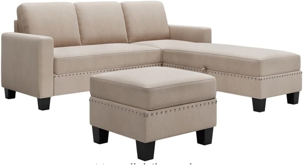 81.1 * 76.3 * 35" Reversible Sectional Couch with Storage Ottoman L-Shaped Sofa,Comfortable for Bedroom