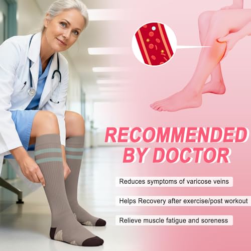 Image of Iseasoo 4 Pairs Compression Socks for Women Circulation-Best Support for Nurses,Running,Athletic,Travel