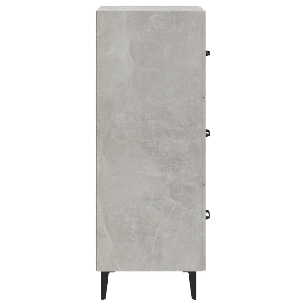 Aparador gris hormigón 34,5 x 34 x 90 cm, material de madera, robusto armario de almacenamiento, buffet versátil para salón, pasillo, cocina, diseño elegante, fácil montaje