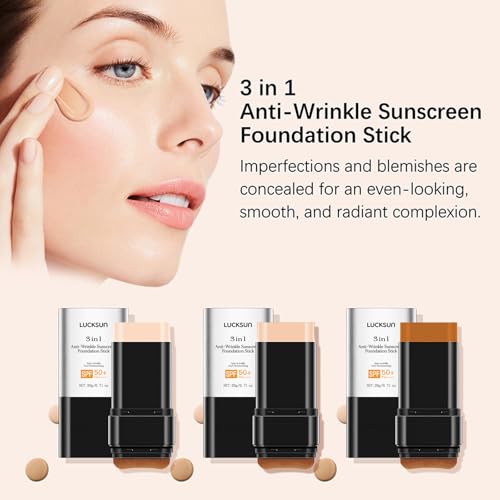 20g Concealer Foundation Stick with Contour Brush, 3-in-1 Sunscreen Anti-Wrinkle Contouring Stick, Long-lasting Natural Makeup Finish for All Skin Types (Medium)