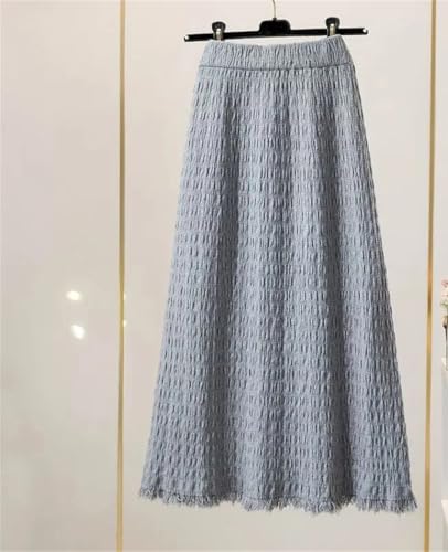 Women’s Winter Knit Skirt High Waist A-Line Midi Long Fringe Hem Slim Casual Party Skirts4