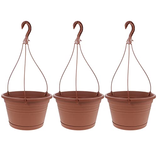 GANAZONO 3pcs Hanging Planters Durable Plastic Hanging Flower Pots with Hooks for Home Balcony Garden Decor