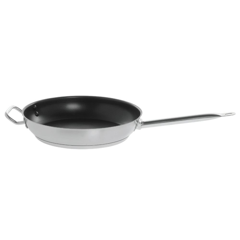 Nonstick Fry Pan with Helper Handle Stainless Steel - 12 1/2" Dia x 2 1/5" H by HUBERT – 12.5 inches, Stainless Steel, Silver, Model 153200N