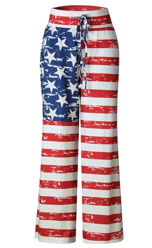Image of Elsofer Women's Comfy Lounge Pants Soft Floral Pajama Pants Loose Drawstring Wide Leg Palazzo Pants for Sleep, Casual Wear