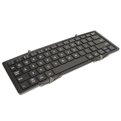 Goshyda Faltbare Bluetooth-Tastatur, Tragbare Kabellose Tastatur, Reisetastatur, Dreifach Faltbare BT-Tastatur, für IOS, Android, Windows, für Mobiltelefone, Kabellose Externe Laptops
