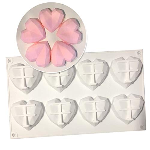 2PCS Stampo in Silicone a Forma di Cuore, 8 Hole