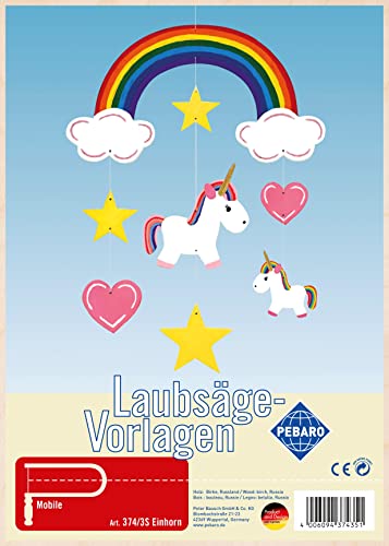 Pebaro 374/3S Fretsaw Template Plywood Mobile Unicorn Design, A4