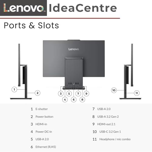 Image of Lenovo IdeaCentre 27 Inch AIO Desktop, FHD Touchscreen, AMD 8-Core Ryzen 7 7735HS (Base 3.2GHz), 16GB DDR5 RAM, 512GB SSD, Windows 11, WiFi 6, Wireless Keyboard & Mouse, Wireless Charging Base