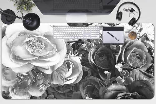 Couverture de bureau 100x50 cm en vinyle PVC à motif roses rétro