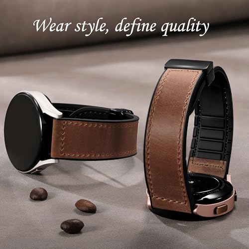Charlam Magnetic Leather Bands Compatible with Samsung Galaxy Watch 7 Band 6 5 4 FE Active 2 40mm 44mm/Watch 6/4 Classic/Watch 5 Pro/3, 20mm Genuine Leather Straps for Samsung Watch Bands Men Women - image 4