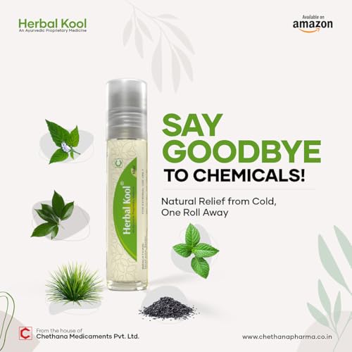 Image of Ayurvedic Roll-On Balm 10ml (Pack of 5) | Natural Relief for Headache, Cold, Nasal Congestion, Flu & Muscle Pain | With Camphor, Menthol & Herbal Oils | Portable Roll-On for Adults & Kids