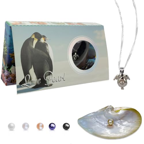 MilkyWay Wish Pearl Necklace Kit DIY Necklace Making Kit lotus Necklace Cage Locket Cultured Pearl in Oyster Set 16.9 Surprise Gift For Wife Girlfriend Mother (Dolphin)