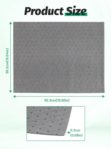 Image of Heavy Duty Oil Absorbent Pads 15 inchx20 inch 200 Pcs Automotive Absorbent Pads | Absorbs Up to 13 oz per Oil Spill Pads Universal Leak Drip Garage Floor Oil Water Coolant Chemicals Workshop