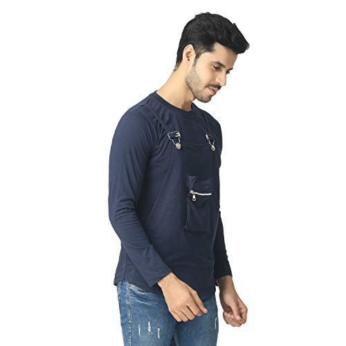 Image of Black Collection Solid Men Dungaree Style Full Sleeve T-Shirt