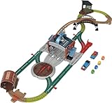 Thomas & Friends Toy Train Playset by Fisher-Price, Load & Launch Barrel Delivery with Classic Motorized Engine & Cargo Car, 18 Feet of Track
