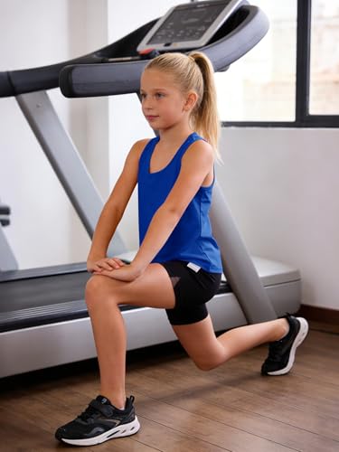 Image of Haloumoning Girls Athletic Tank Tops Racerback Sleeveless Dry Fit Active Sports Running Yoga Shirts