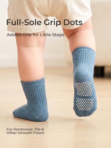 Image of Baby Toddler Essentials Non-Slip Crew Socks for Unisex Boys Girls