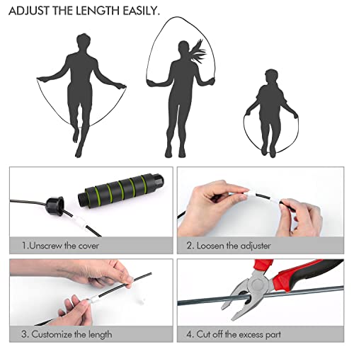 Image of Jump Rope, Tangle-Free Rapid Speed Jumping Rope Cable with Ball Bearings for Women, Men, and Kids, Adjustable Steel Jump Rope with Foam Handles for Home Gym Exercise Fitness Workout Equipment & Slim Body