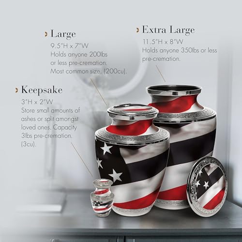 Image of Red Line Flag Cremation Urns for Human Ashes Adult Man & Urns for Ashes