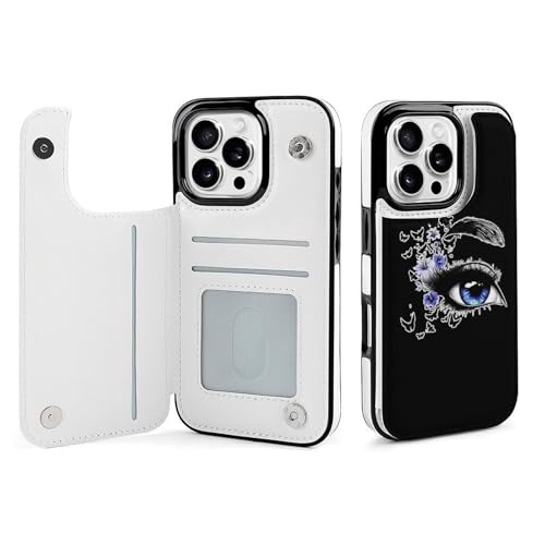 Custodia a portafoglio per cellulare con ciglia femminili compatibile con iPhone 16 Pro a con porta carte