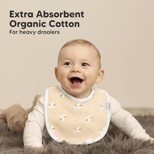 Image of 8-Pack Organic Baby Bibs for Boys, Girls - Soft Cotton Drooling and Teething Bibs for Baby Girl & Boy, Extra Absorbent, Easy to Clean & Put On for Toddler, Newborn, Infant 0-24 Months (Lunaris)
