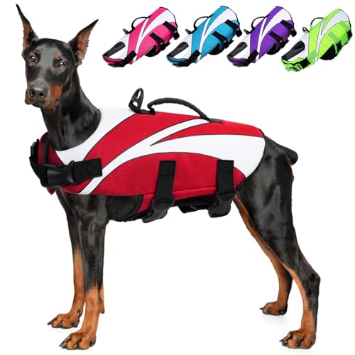 SUNFURA Dog Life Jacket, Dog Life Vest for Swimming with Rescue Handle and High Flotation, Small Dog Vests Safety Life Preserver for Boating, Dog Lifesaver Puppy Swimsuit for Small Medium Large Dogs SUNFURA Dog Life Jacket, Dog Life Vest for Swimming with Rescue Handle and High Flotation, Small Dog Vests Safety Life Preserver for Boating, Dog Lifesaver Puppy Swimsuit for Small Medium Large Dogs