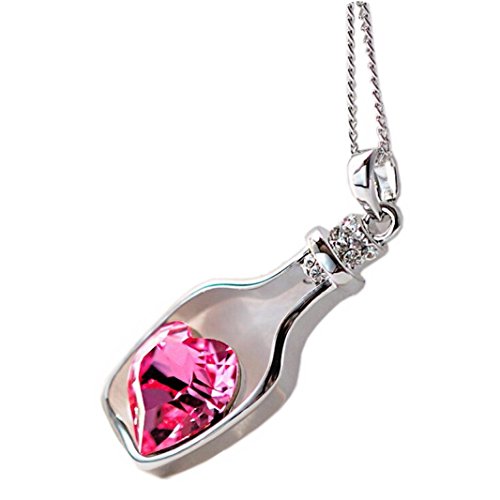 FEITONG Collar para Mujer, Botellas Collar de la Mujer de Las señoras de la Manera Populares en Crystal Amor Drift (Hot Pink)
