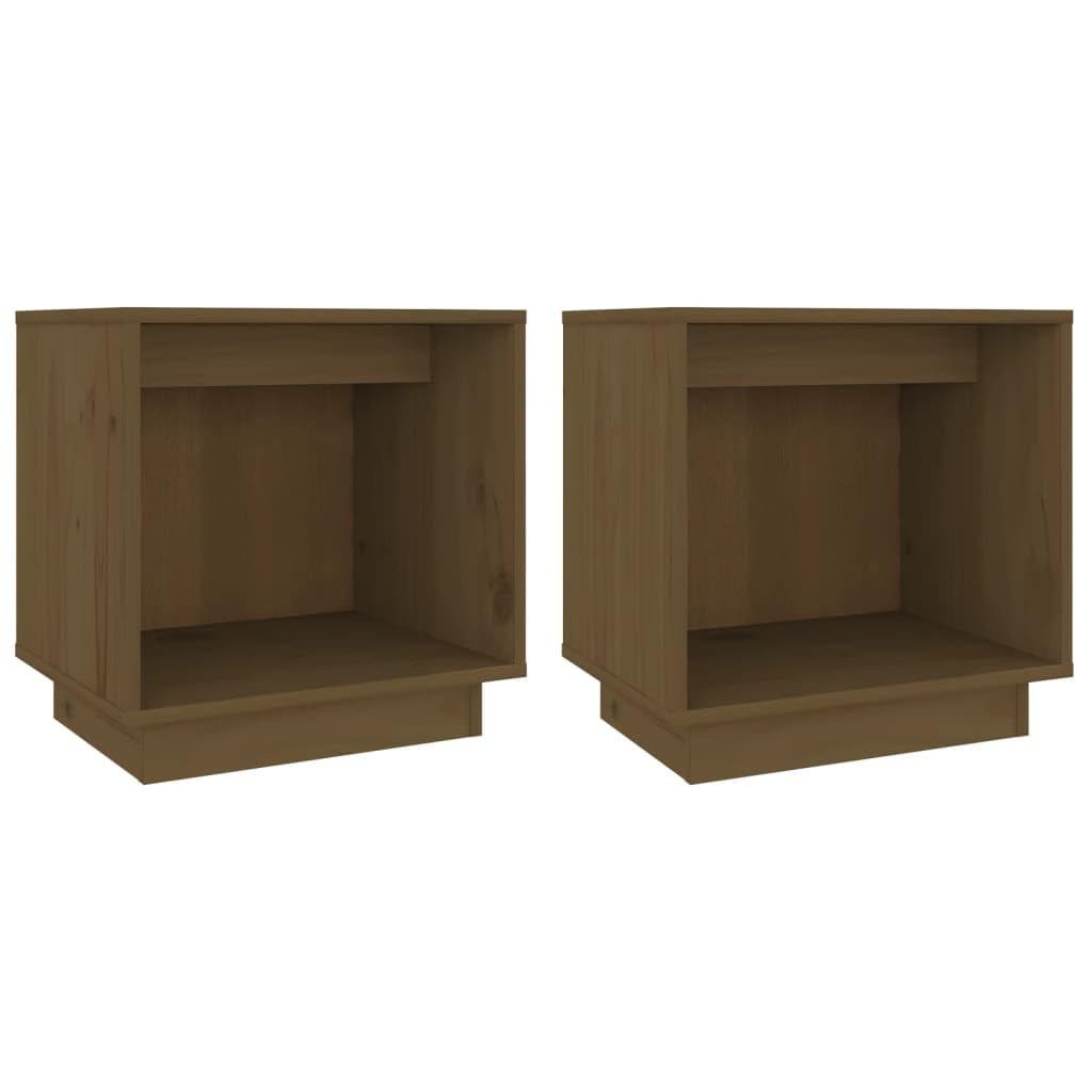 Table de chevet avec compartiment de rangement en pin massif miel de 40 cm