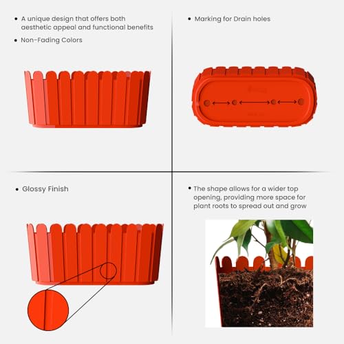 Image of YUCCABE ITALIA SHERA Fence-TRA 14 INCH Plastic Flower Pot Suitable for Inddor Outdoor Kitchen Garden