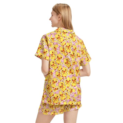 Funny Pajamas for Women Set Print Satin Loungewear Pjs Short Sleeve Button Down Top and Shorts Sets Sleepwear XS-3XL3