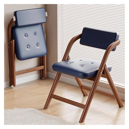 Sillas plegables de madera apilables modernas con asientos acolchados, patas de madera de goma, sillas de comedor adicionales para fiestas, elegantes sillas laterales (juego de 2)