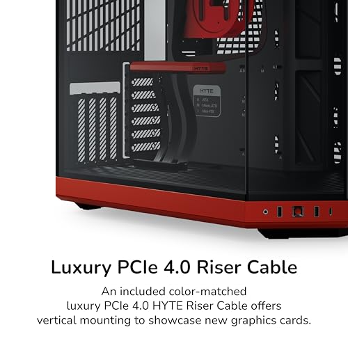 Image of Hyte Y70 Modern Aesthetic Gaming PC Case - Panoramic Glass | High-Airflow Design | Cable Management | Dual Chamber ATX Mid-Tower Chassis | 10 Fan Capacity | Luxury PCIe 4.0 Riser Cable - Cherry (Red)