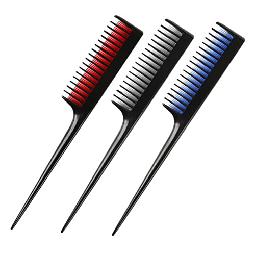 ARTSEWPLY 3 piezas Peines de Larga para Estilismo y Dientes Doble para Desenredar y Teñir Peines Resistentes y Flexibles para Doméstico Hombres y Mujeres Colores y Azul