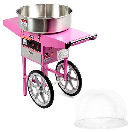 VIVO Pink Electric Commercial Cotton Candy Machine/Candy Floss Maker, Mobile Cart with Bubble Shield (CANDY-KIT-2)
