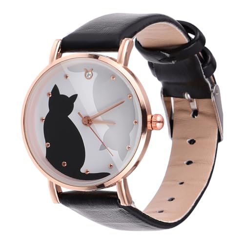 UKCOCO Surveillez Les Filles- Montre de Quartz de Chat de Dessin Animé avec Bande de Montre en...