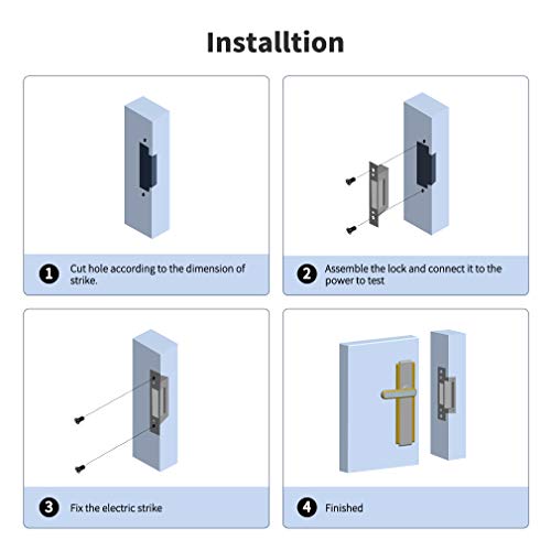 Electric Strike Lock Electronic Mortise NO Mode Fail Secure Lock for Access Control Wooden Metal Door Deadlatches or Cylindrical Locksets