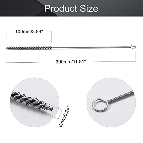 Image of Utoolmart Steel Wire Cleaning Brush, Spiral Power Tube Brush, Steel Wire Tube Brush Cleaning Tool, Tube Bottle Brush, 0.2-inch Diameter 12-inch Length, 5pcs