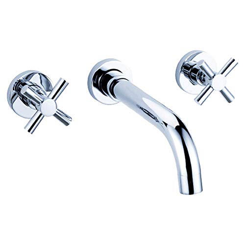 Grifo de lavabo de pared para un baño minimalista y ordenado con instalación empotrada