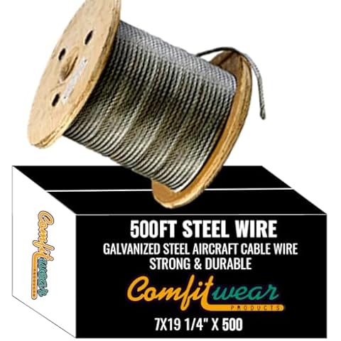 Comfitwear 1/4-in x 500-ft Galvanized Steel Aircraft Cable Wire, 7x19 Strand Core Cover