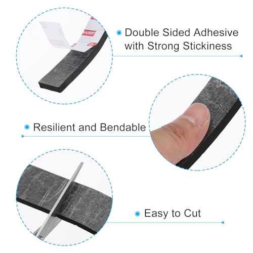 Image of PATIKIL 3 /4 inch W x 5 /16 inch T x 6.6Ft Double Sided Foam Tape, 2Rolls EVA Multipurpose Self Adhesive Weather Sponge Stripping for Home Decorations, Card Scrapbooking DIY Craft Project, Black