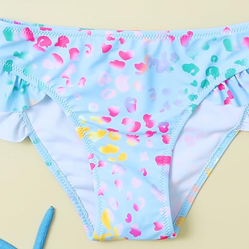 Girls Summer 𝐇awaiian Swimming Suit Floral Swimsuit One Shoulder Strap Ruffle Bikini 2-Piece Bathing Suits4