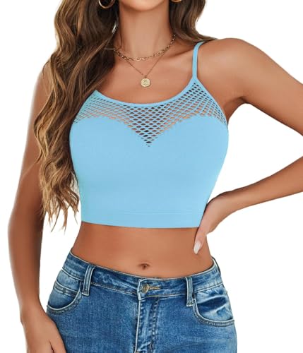 Image of Avidlove Sexy Tops for Women Fishnet Crop Tops Y2k Bralette Hollow Out Camisole Going Out Lingeries Top