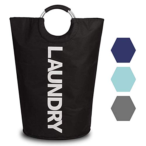 MEMX Laundry Basket 82L Laundry Hamper - Durable Handles Collapsible Fabric Laundry Bag Waterproof Portable Washing Bin Folding Clothes Bag Storage Basket for Dorm Room Bathroom CollegeBlack