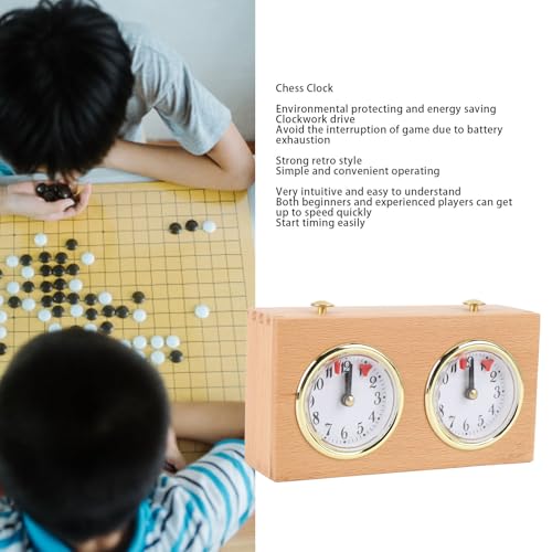 Dilwe Schachuhr, Mechanische Uhr aus Holz mit Analog-Display f&uuml;r Schach-Turniere und Training