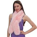 Fancylovesotio 55 Inch Womens Faux Fur Scarf Neck Collar Warmer Stole Shawl Lady Evening Scarf Wrap for Cold Winter (Pink)