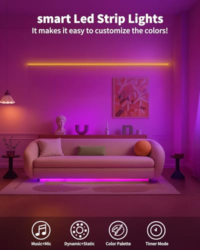 Tira de luces LED inteligente RGB 50 pies con control por app miniatura 6