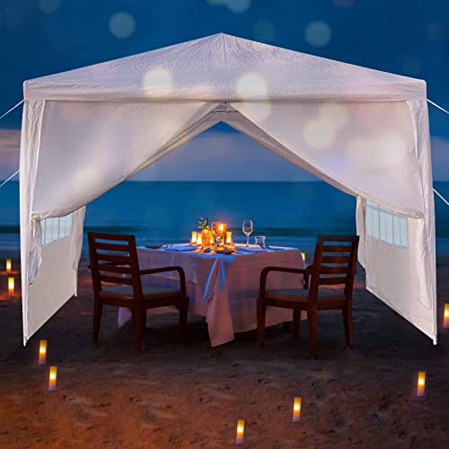 10'X10' Outdoor Party Tent, Small Wedding Birthday Tents For Parties, White Canopy Tent With 4 Removable Sidewalls & Transparent Windows, Outside Gazebo Event Tent For Garden, Patio And Backyard #TOP7