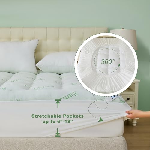 Image of BEDLORE Queen Mattress Topper , Thick Pillow Top Mattress Pad