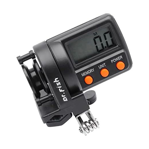 Dr.Fish Digital Fishing Line Counter Clip-on Gauge Fishing Line Spooler 999FT LED Screen 10 Groups Data Fishing Line Depth Finder Counter for Spooling Trolling Jigging 180 Degree 2-Way Adjustable